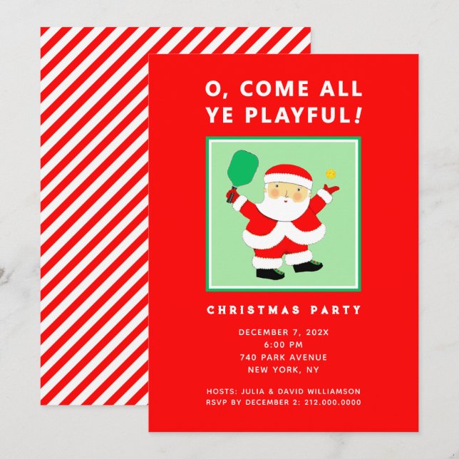 Pickleball Christmas Party Invitations (Front/Back)