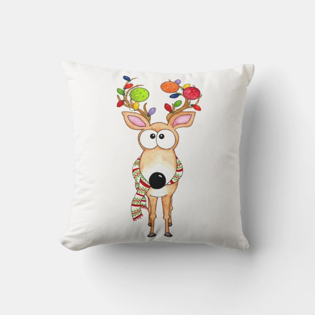 Pickleball Christmas Reindeer Cushion (Front)