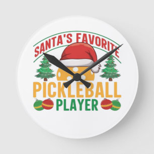 Pickleball Christmas Round Clock