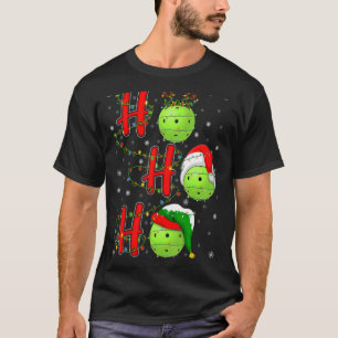 Pickleball Christmas Santa Hat Holiday Ho Ho Ho T-Shirt