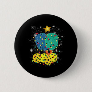 Pickleball Christmas Santa Pickleball X Mas Lights 6 Cm Round Badge