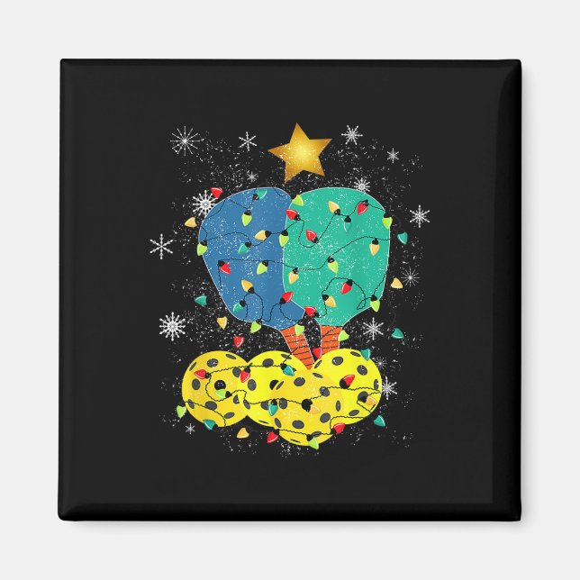 Pickleball Christmas Santa Pickleball X Mas Lights Magnet (Front)