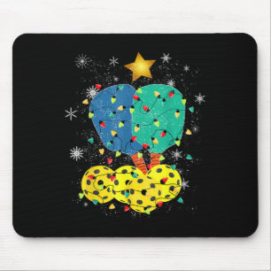 Pickleball Christmas Santa Pickleball X Mas Lights Mouse Mat