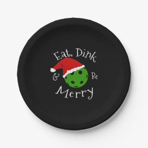 Pickleball Christmas Saying Paper Plate