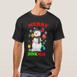 Pickleball  Christmas Snowman Tree Lights Pickleba T-Shirt
