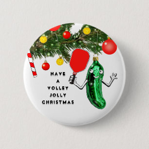 Pickleball Christmas Stocking Stuffer 6 Cm Round Badge
