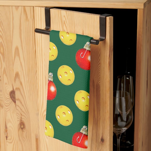 Pickleball Christmas Tea Towel (Thirds Fold)
