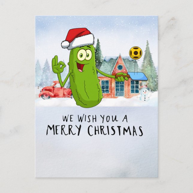 Pickleball Christmas themed Holiday Postcard (Front)