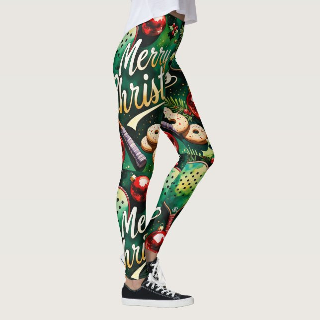 Pickleball Christmas themed  Leggings (Right)