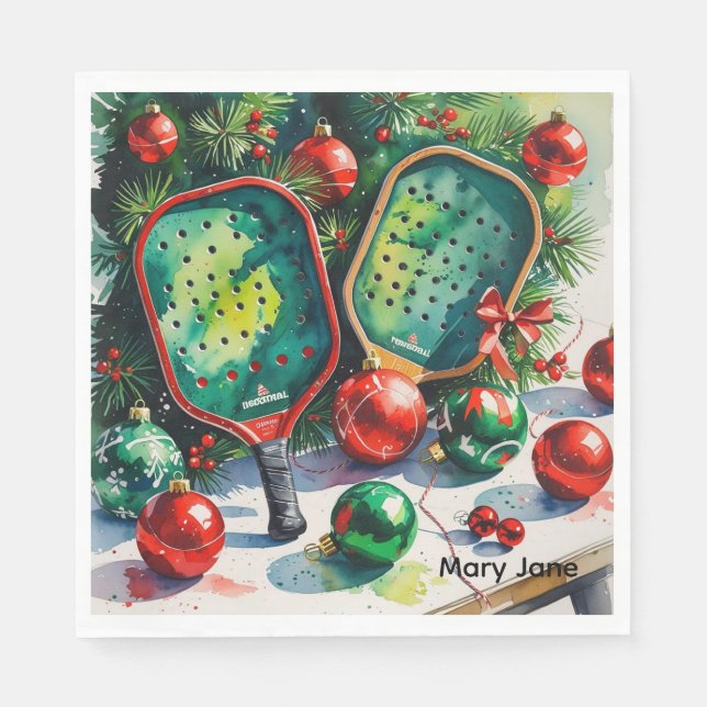 Pickleball Christmas themed  Napkin (Front)