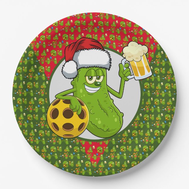 Pickleball Christmas themed  Paper Plate (Front)