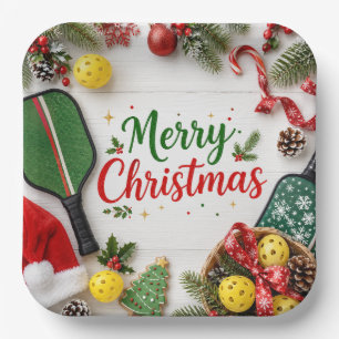 Pickleball Christmas themed Paper Plate