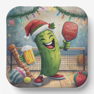 Pickleball Christmas themed Paper Plate