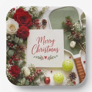 Pickleball Christmas themed Paper Plate