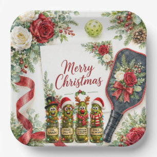 Pickleball Christmas themed Paper Plate