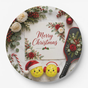 Pickleball Christmas themed Paper Plate