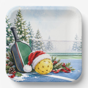 Pickleball Christmas themed Paper Plate
