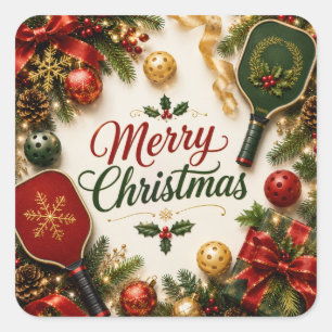 Pickleball Christmas themed Square Sticker