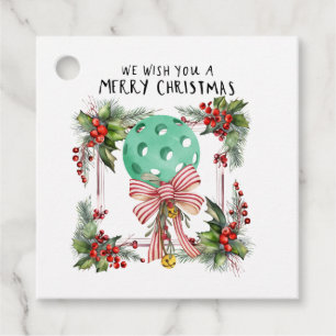 Pickleball Christmas themed  with ball and wreath Favour Tags