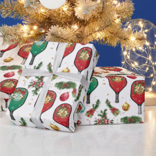 Pickleball Christmas themed with Paddle Wrapping Paper