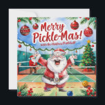 Pickleball Christmas themed with Santa Claus Holiday Card<br><div class="desc">Celebrate the season with this Pickleball Christmas Party Holiday Card — perfect for players, teams, and pickleball fans! Featuring a festive watercolor design with paddles, balls, and cheerful holiday accents, this card is ideal for sending warm wishes to friends, family, and fellow players. A fun and sporty way to share...</div>