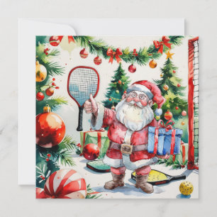 Pickleball Christmas themed with Santa Claus Holiday Card