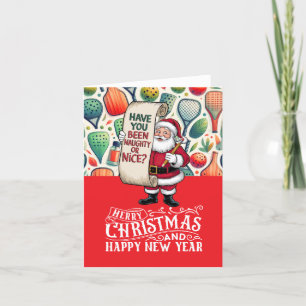 Pickleball Christmas themed with Santa Claus Holiday Card