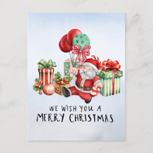 Pickleball Christmas themed with Santa Claus Holiday Postcard