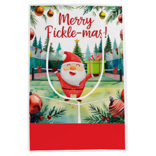 Pickleball Christmas themed with Santa Claus Medium Gift Bag