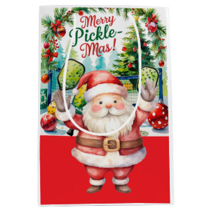 Pickleball Christmas themed with Santa Claus Medium Gift Bag