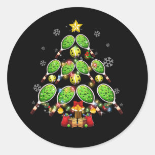 Pickleball Christmas Tree Dink Pickle Ball Player  Classic Round Sticker