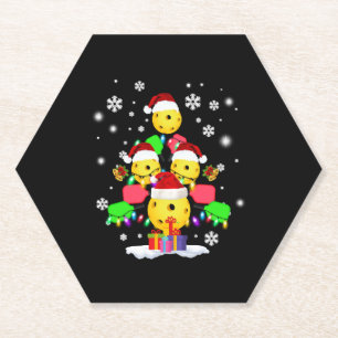 Pickleball Christmas Tree Santa Pickleball Lights Paper Coaster