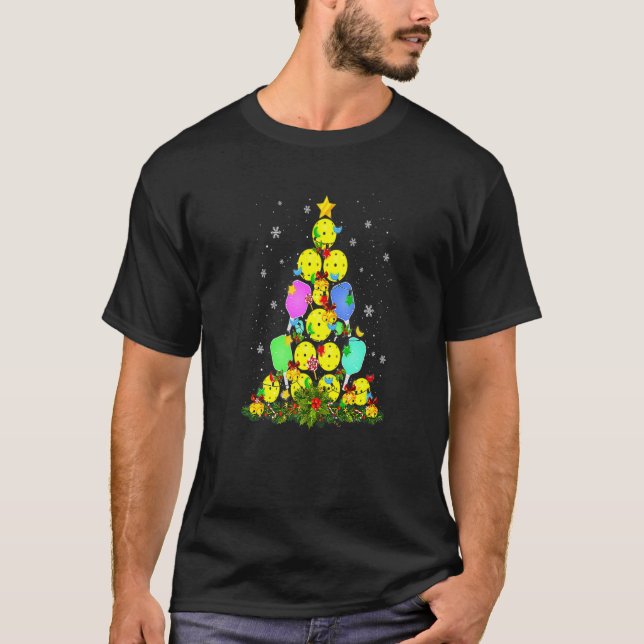 Pickleball Christmas Tree Santa Pickleball X Mas L T-Shirt (Front)