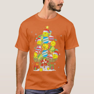 Pickleball Christmas Tree Santa X mas Lights  T-Shirt