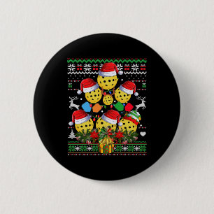 Pickleball Christmas Tree Ugly Sweater Santa Paddl 6 Cm Round Badge