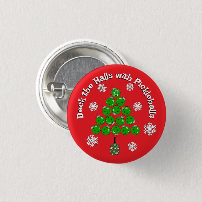 Pickleball Christmas Tree Xmas Party Personalized 3 Cm Round Badge (Front & Back)