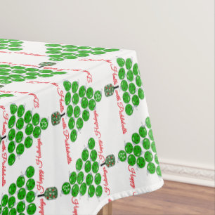 Pickleball Christmas Trees Deck the Halls Tablecloth