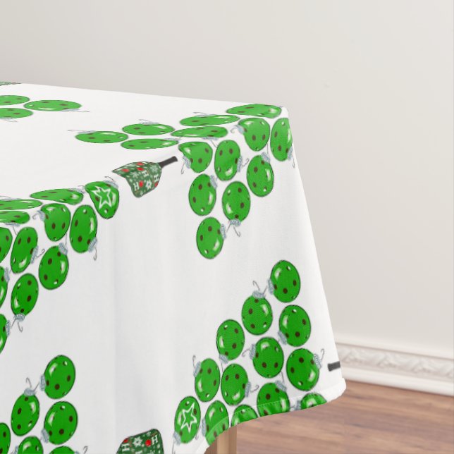 Pickleball Christmas Trees Tied Up with a Red Bow Tablecloth (In Situ)