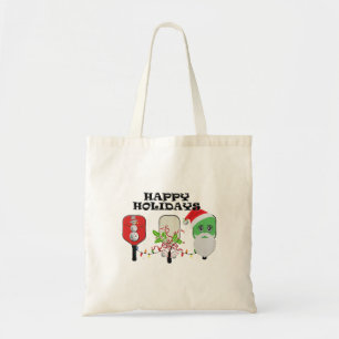 pickleball christmas trio tote bag