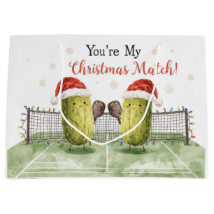 Pickleball Christmas wears Santa Claus on Match Large Gift Bag