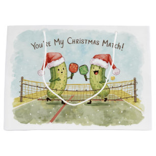 Pickleball Christmas wears Santa Claus on Match Large Gift Bag