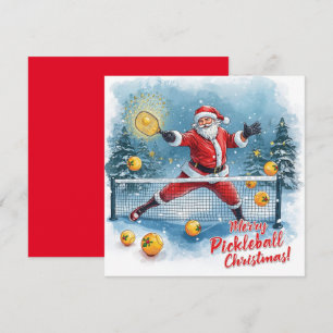 Pickleball Christmas with Santa Claus Holiday Card