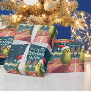 Pickleball Christmas with Santa Claus on Match Wrapping Paper