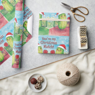 Pickleball Christmas with Santa themed on Match Wrapping Paper