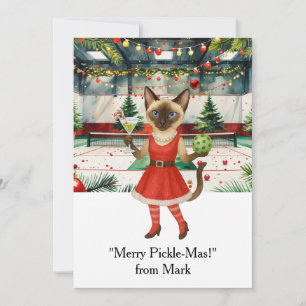 PICKLEBALL Christmas with text "Merry Pickle-Mas!" Holiday Card