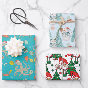 Pickleball Christmas Wrapping Paper Sheets