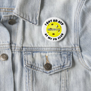 Pickleball Club ATP Yellow Personalised 6 Cm Round Badge