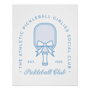 Pickleball club blue aesthetic fancy coastal girls poster