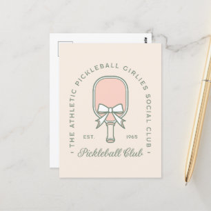 Pickleball club girlies pink and green aesthetic postcard
