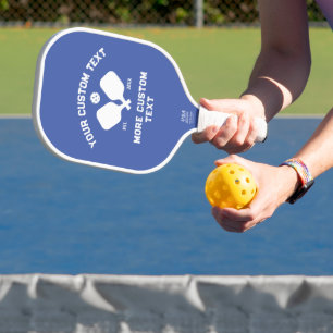 Pickleball Club Logo Player Name Personalised Blue Paddle